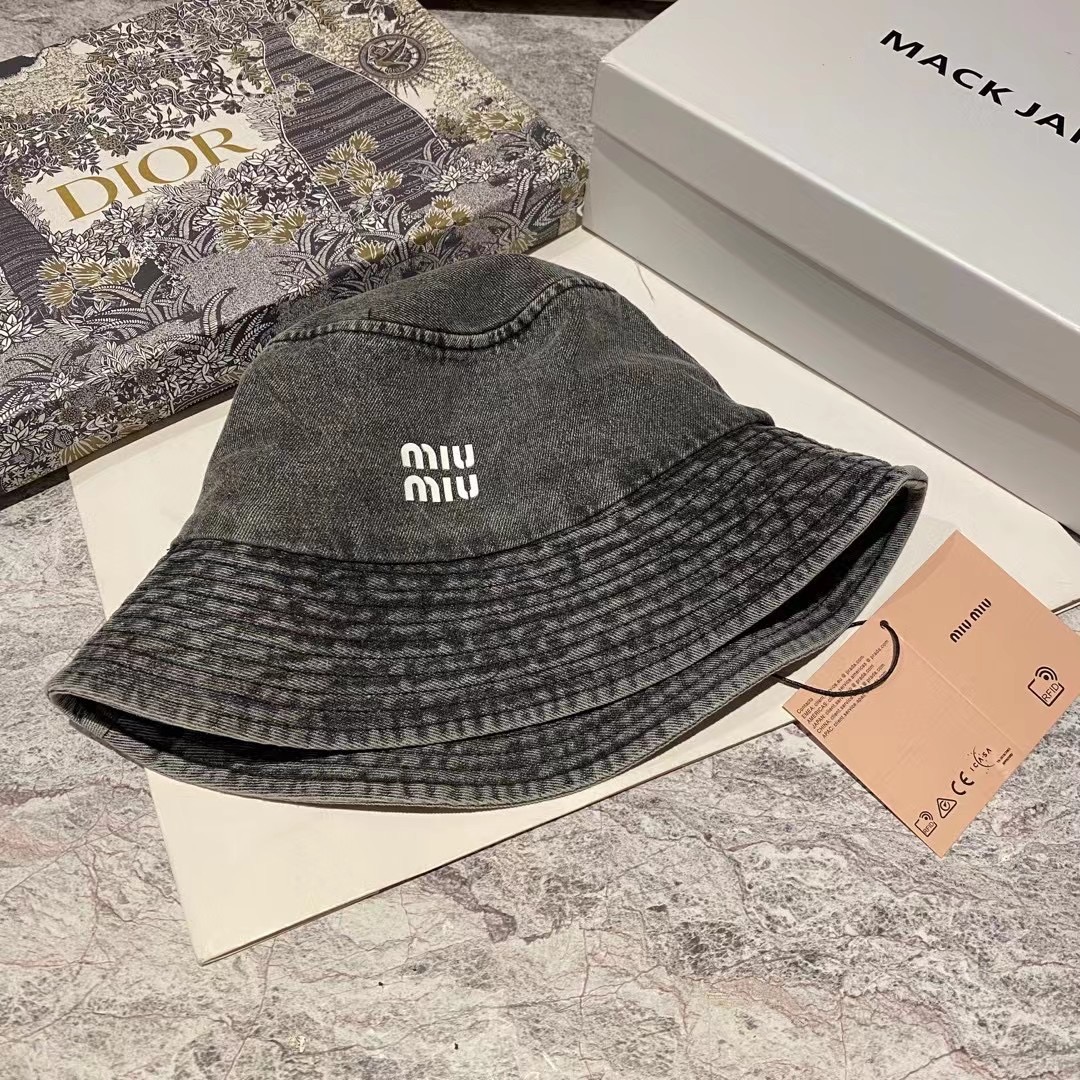 MIU MIU New Washed Denim Bucket Hat