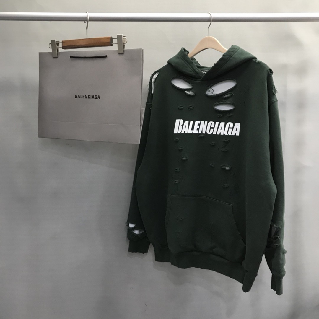 Balenciaga ripped double layer hoodie