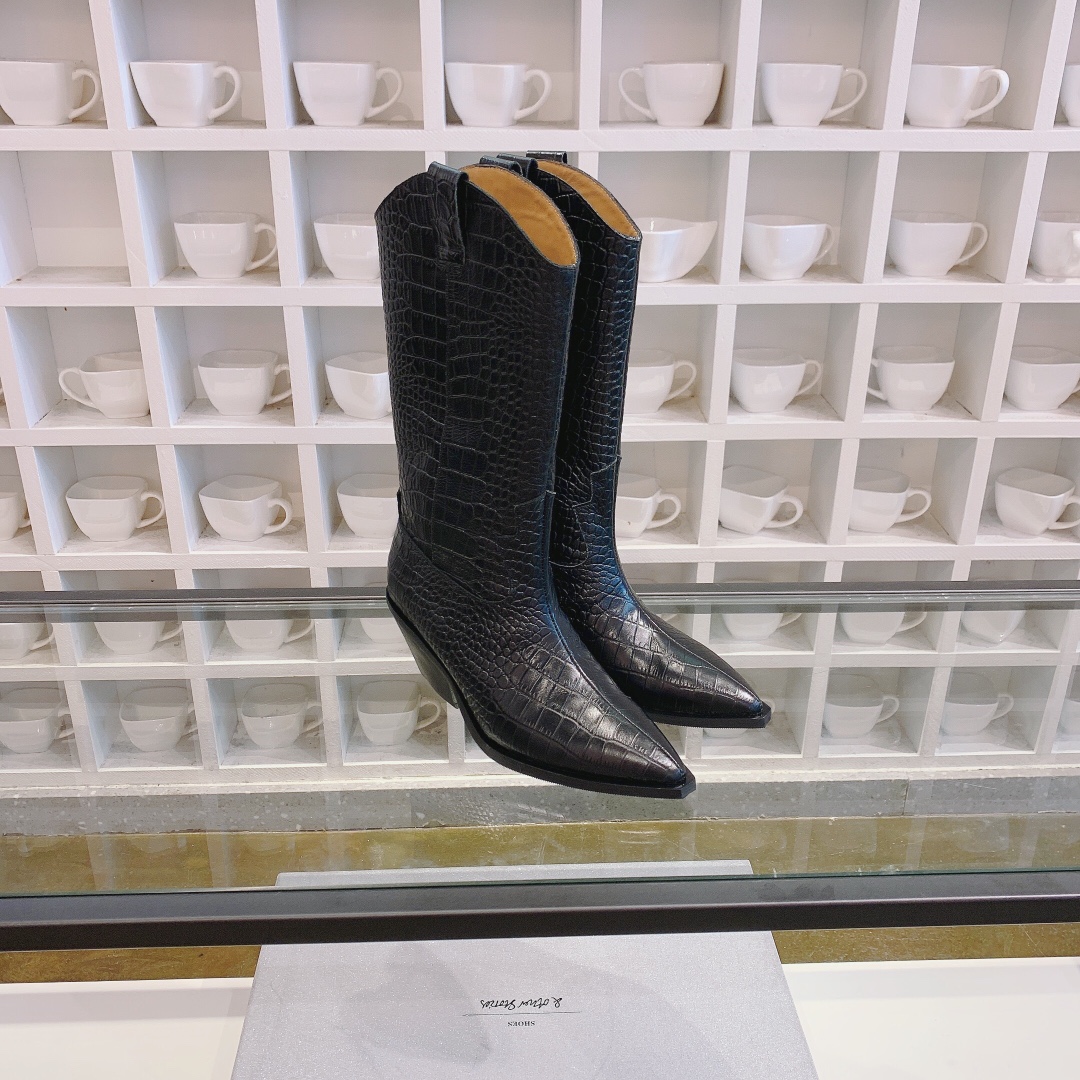 𝙎𝙏𝙊𝙍𝙄𝙀𝙎 STORIES | ²⁰²⁰⁰ Crocodile Western Cowboy Boots Chunky Heel Long Boots Autumn/Winter New Explosive on New
