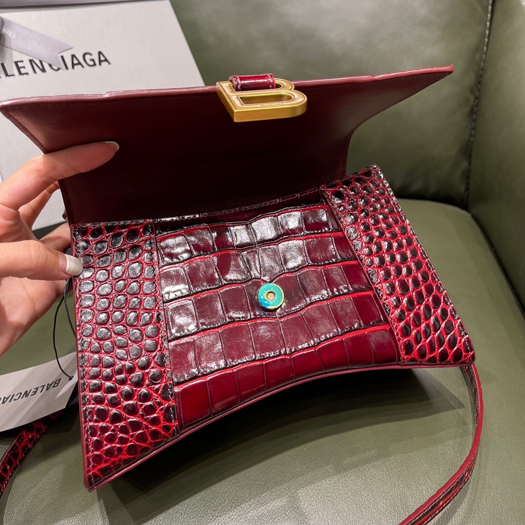 BALENCIAGA 𝐇𝐨𝐮𝐫𝐠𝐥𝐚𝐬𝐬𝐬 𝐒 crocodile-textured cowhide