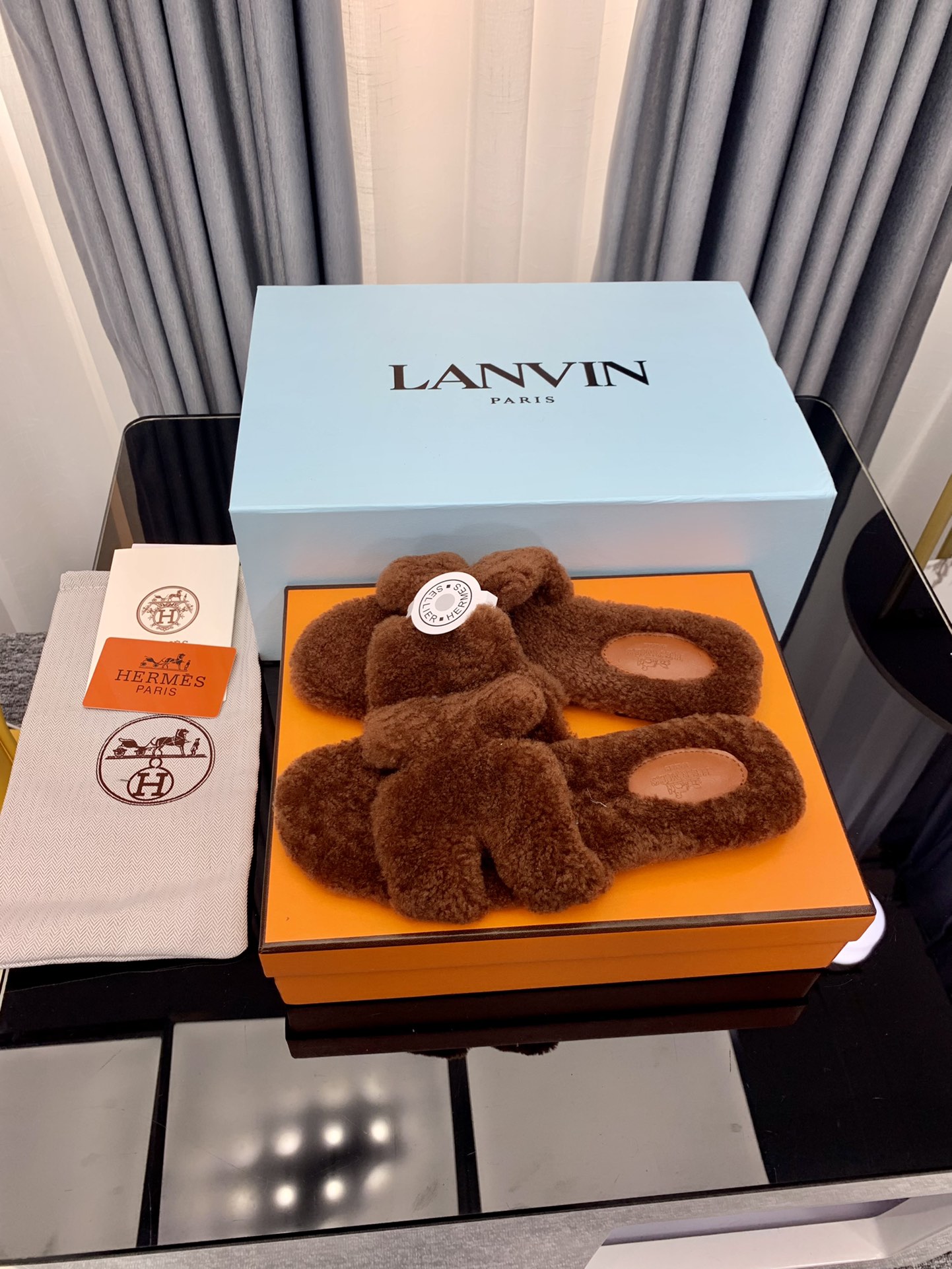 Hermes Autumn and Winter Flat Fur Drags