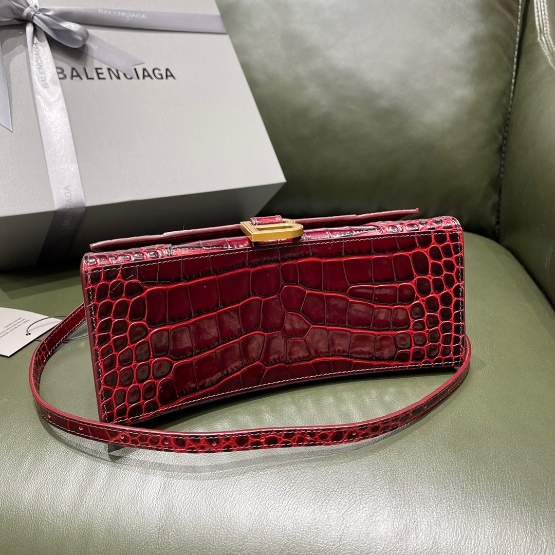 BALENCIAGA 𝐇𝐨𝐮𝐫𝐠𝐥𝐚𝐬𝐬𝐬 𝐒 crocodile-textured cowhide