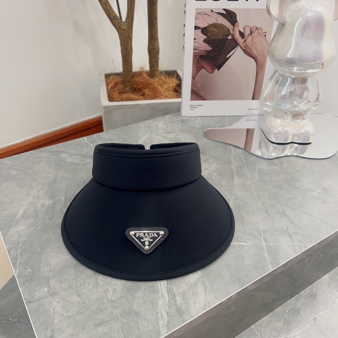 [PRADA Prada] 2023 summer new ice silk sun visor empty top hat