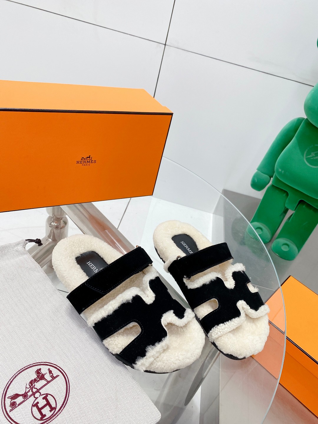 Hermes teddy fur uncle shoes