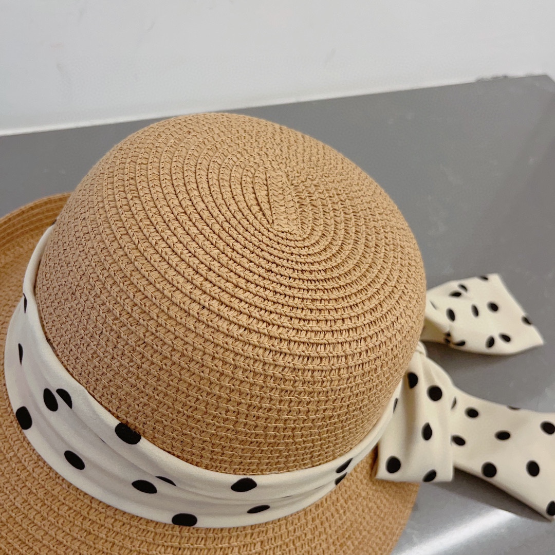 CHANEL socialite straw hat, polka dot hat