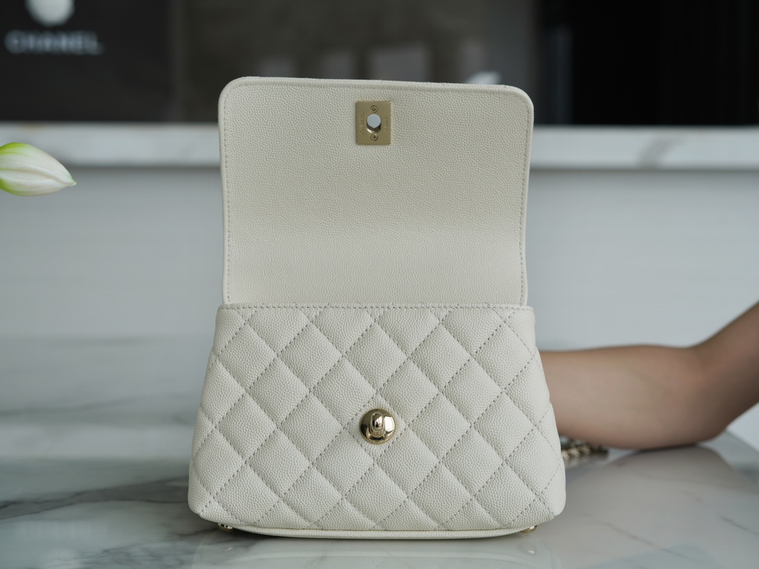 CHANEL 𝑪𝒐𝑪𝒐 𝒉𝒂𝒏𝒅𝒍 𝒆 New cowhide handle 𝗠𝗶𝗡𝗶 Snow White