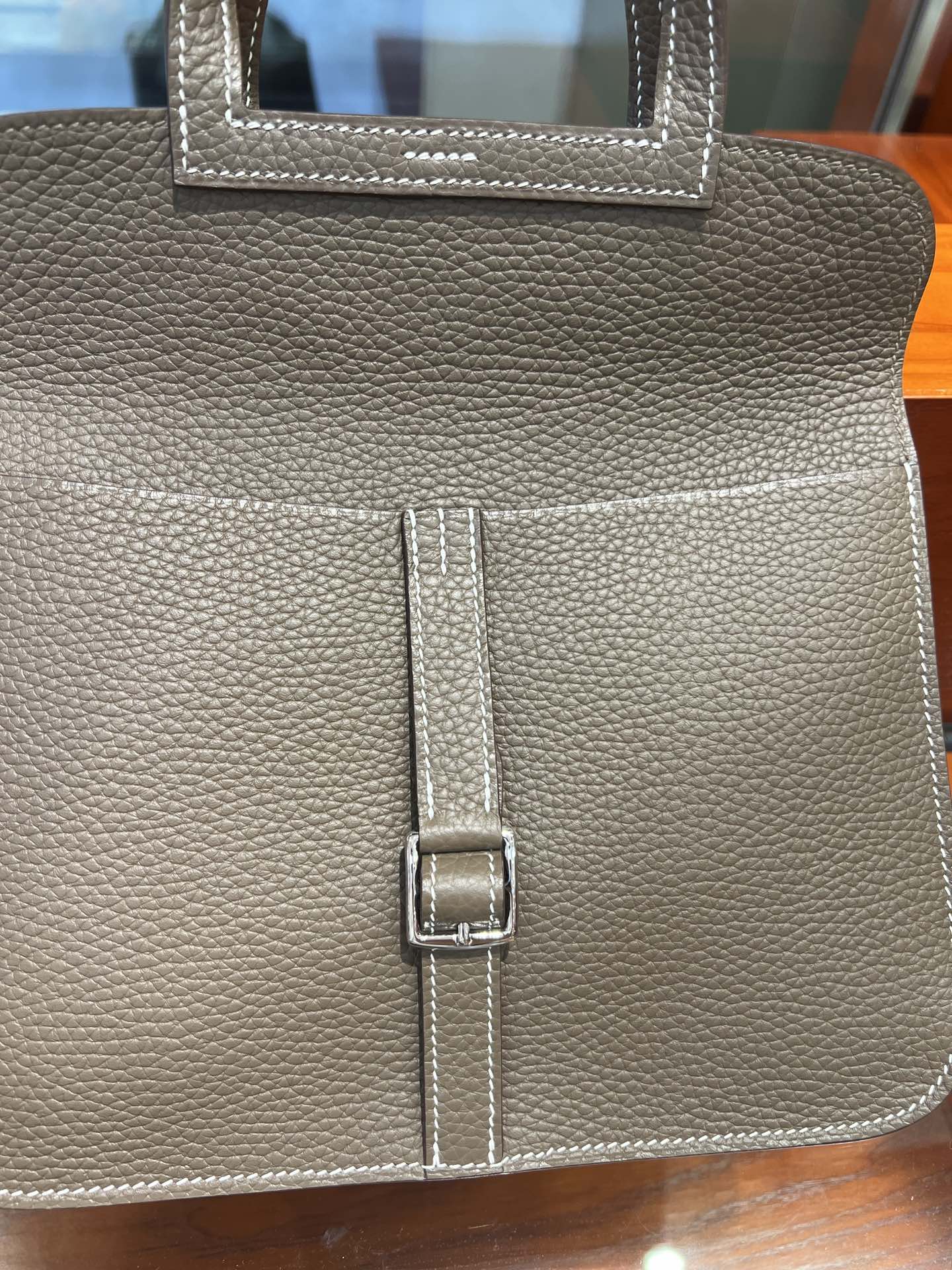 Halzan 25cm clemence leather 18 Etoupe grey elephant