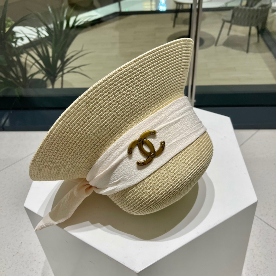 Chanel2023's new straw sunshade straw hat basin