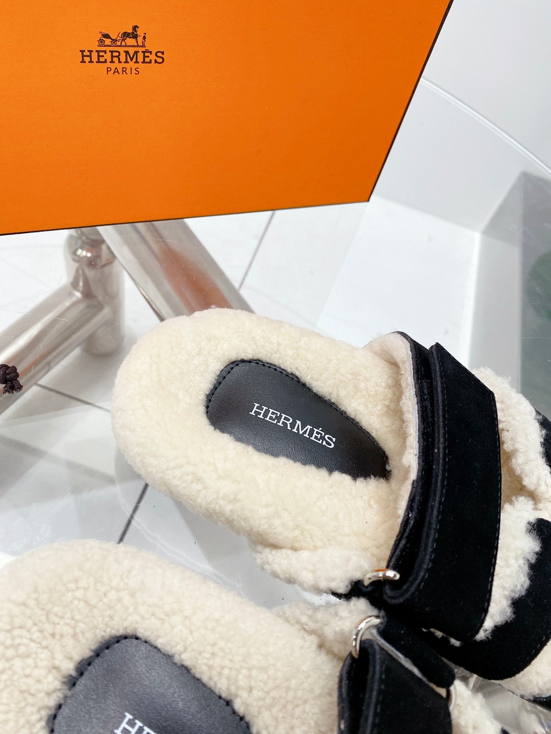Hermes teddy fur uncle shoes