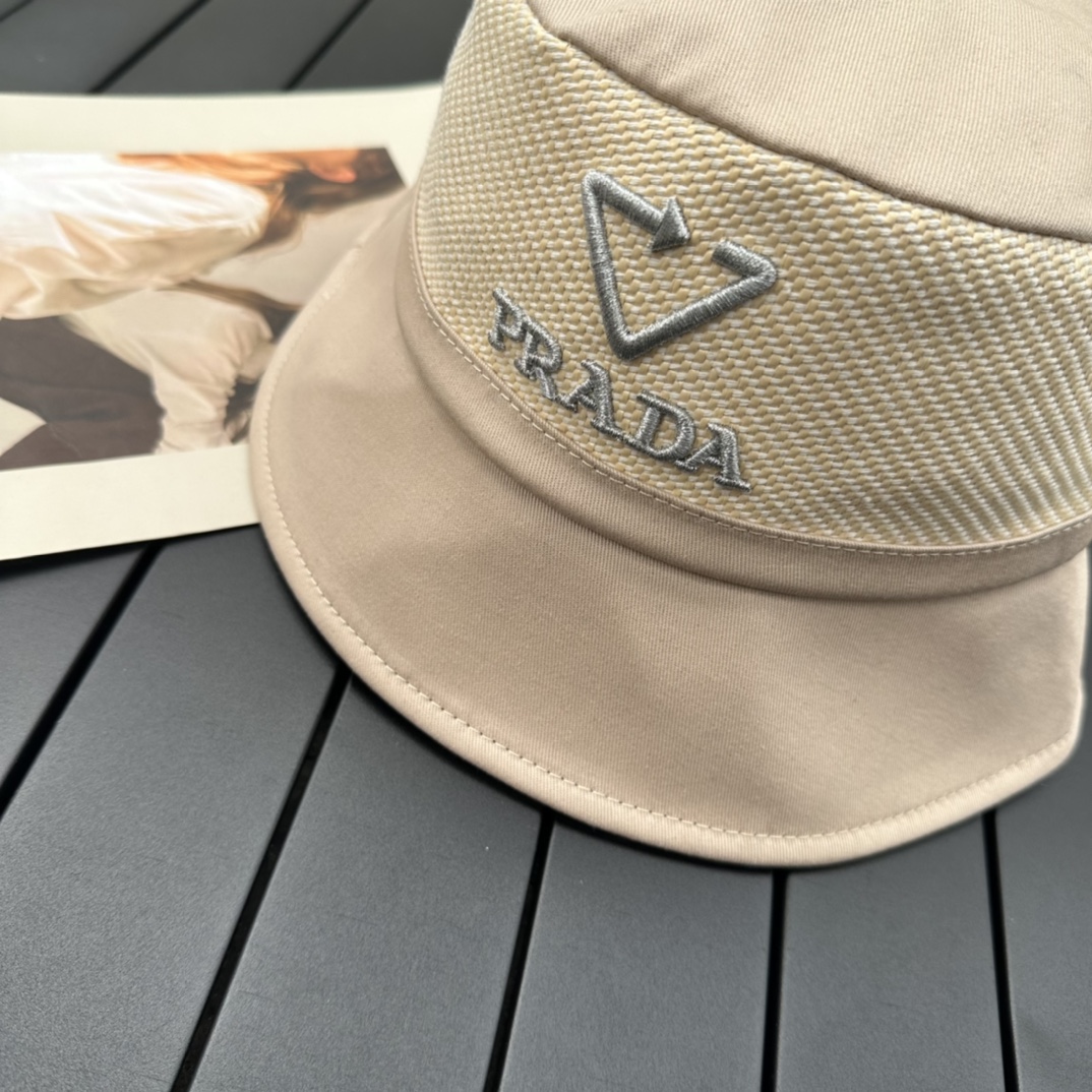 prada classic triangle bucket hat