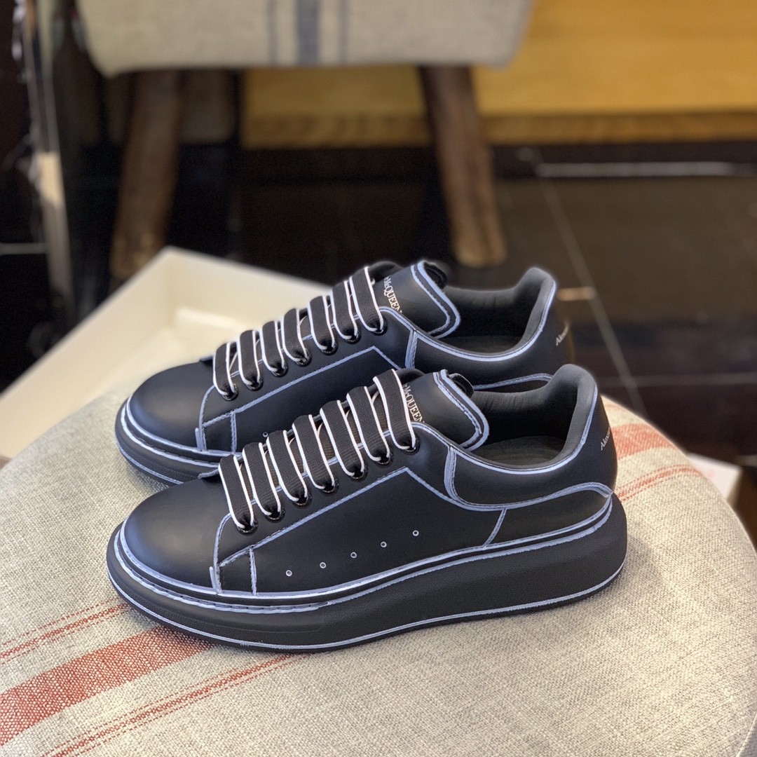 Alexander McQueen MQ All black hand-painted Sneakers