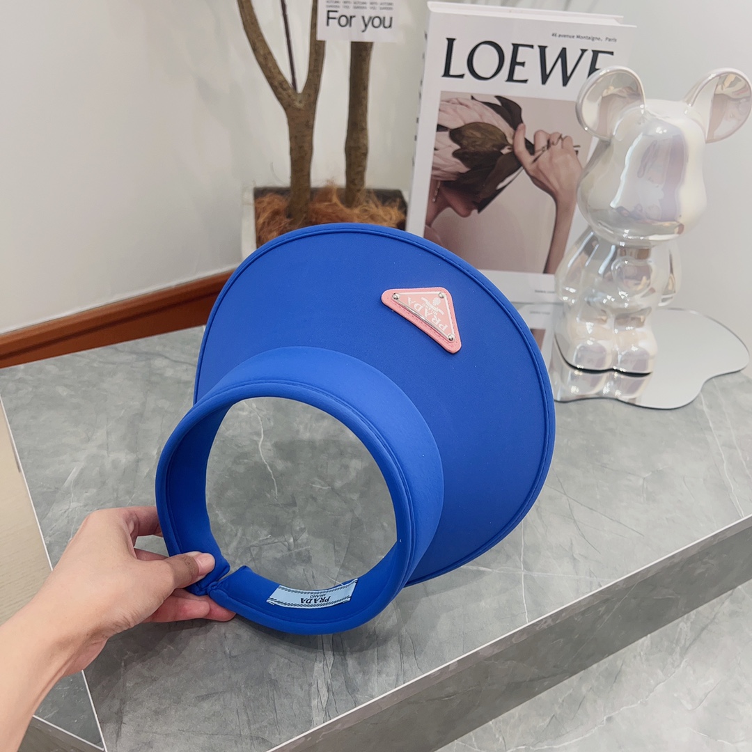 [PRADA Prada] 2023 summer new ice silk sun visor empty top hat