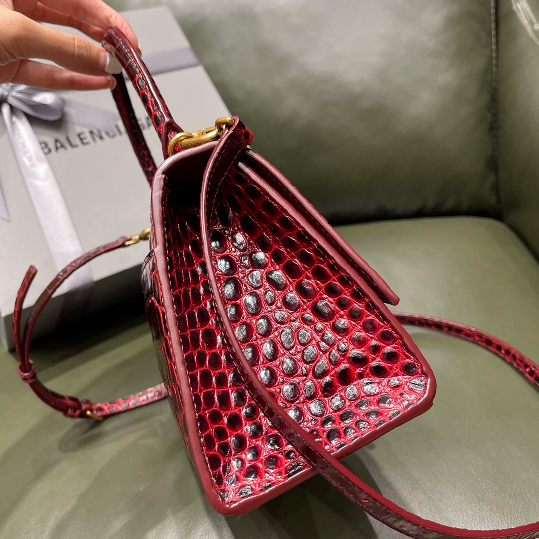 BALENCIAGA 𝐇𝐨𝐮𝐫𝐠𝐥𝐚𝐬𝐬𝐬 𝐒 crocodile-textured cowhide