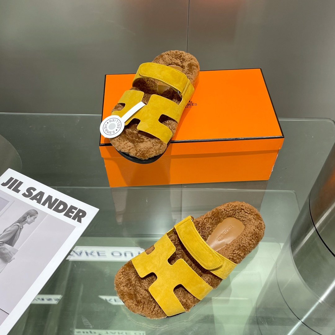 Hermes teddy fur uncle shoes