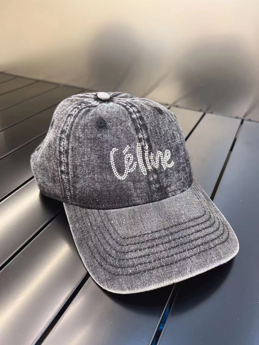 CELINE New Washed and Distressed Denim Baseball Cap