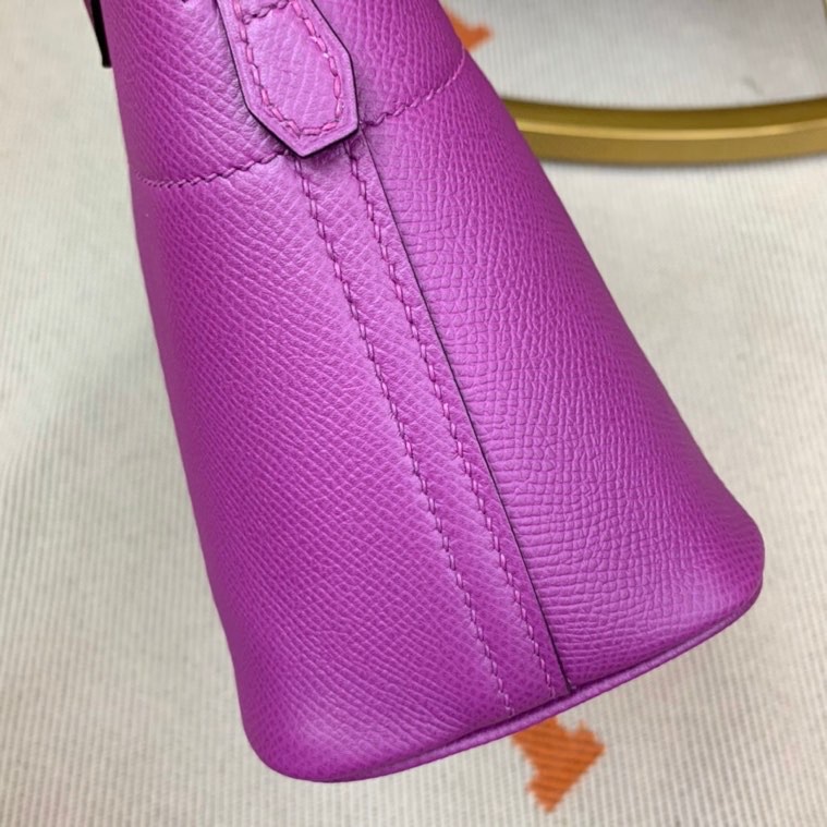 Bolide 27cm Imported original Epsom leather Half hand waxed stitching Anemone purple Silver buckle