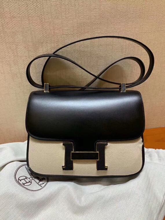 Constance24cm gold buckle box black pasted sheep leather gold buckle