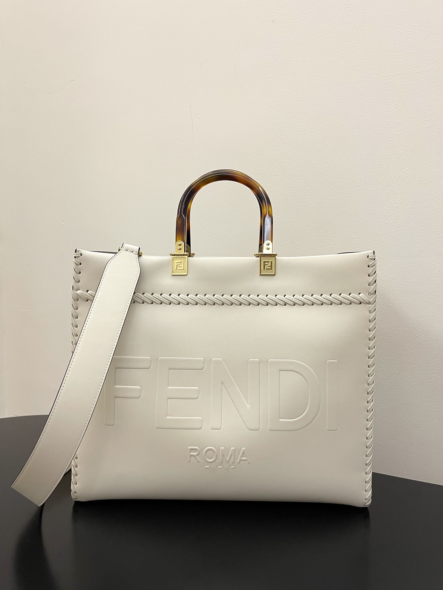 FENDI medium side leather woven 