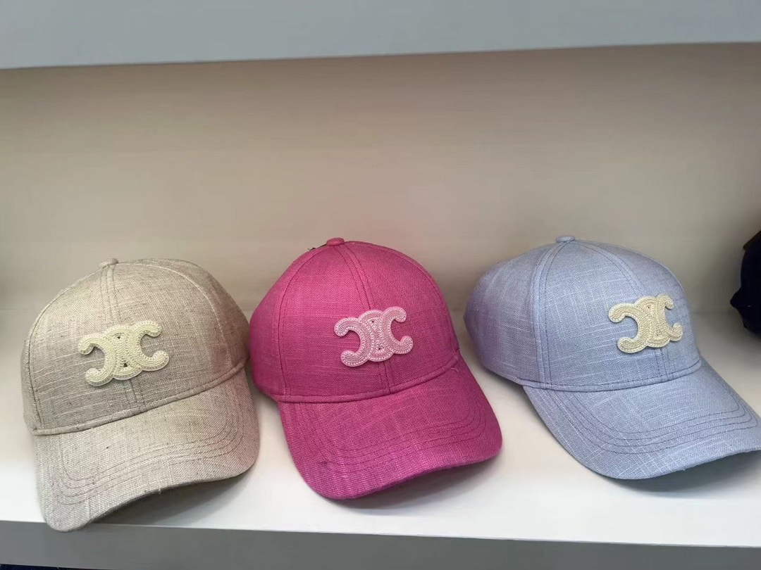 CELINE Cotton Linen Baseball Cap