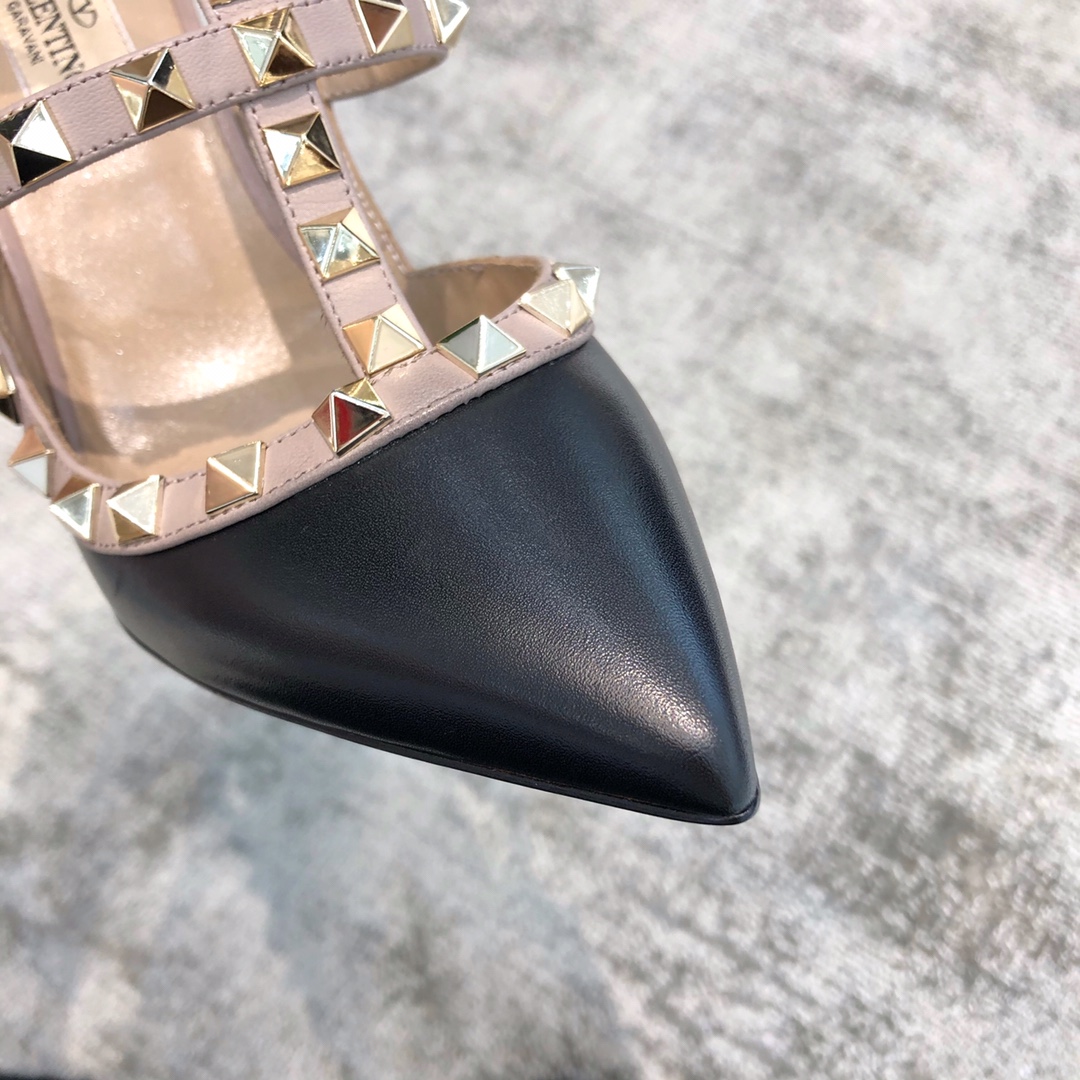 Valentino VT Collection Two Strap Mid Heel 10cm Black