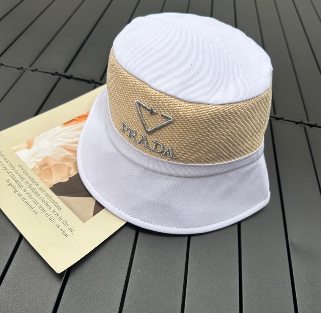 prada classic triangle bucket hat