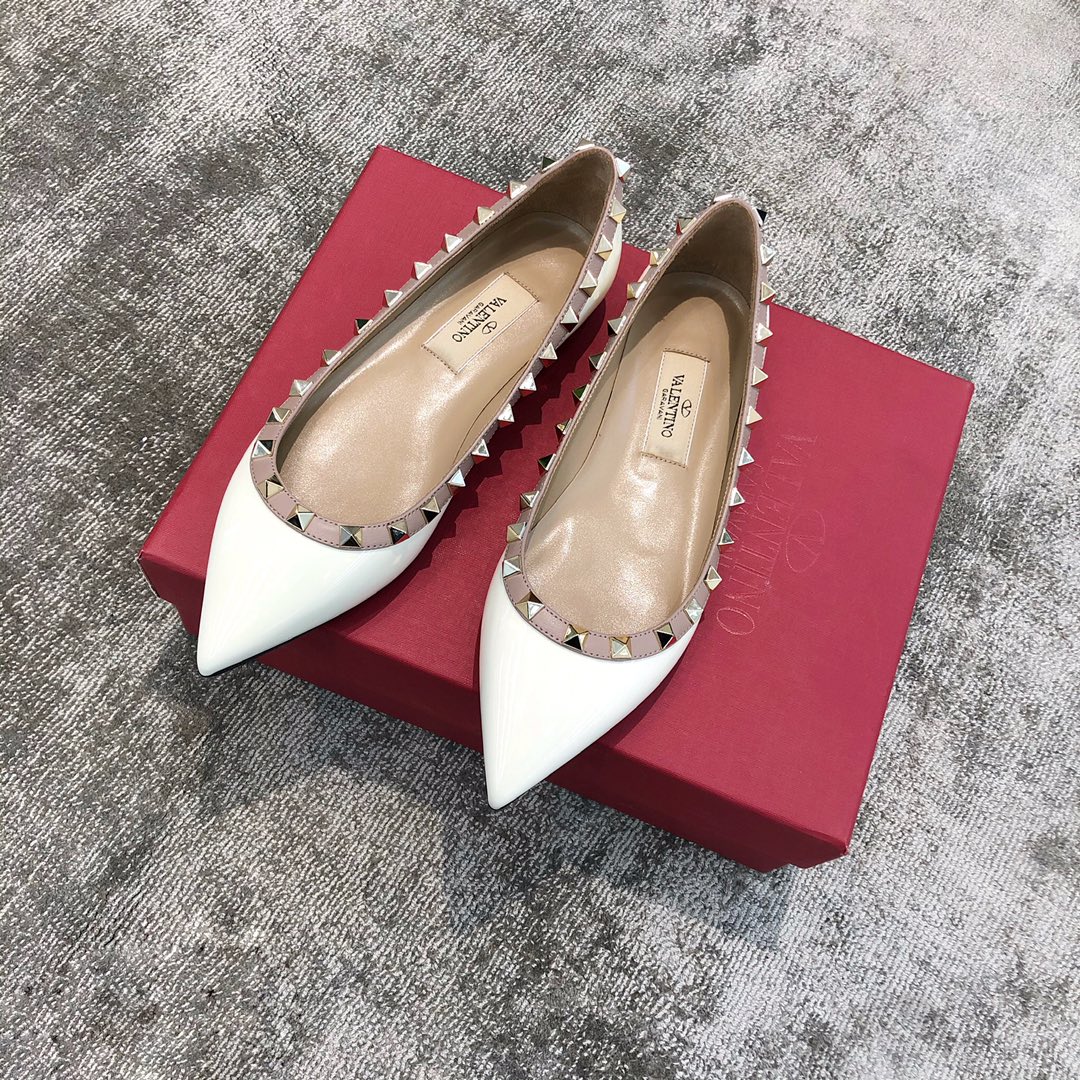 Valentino VT Collection Flats Patent Leather White