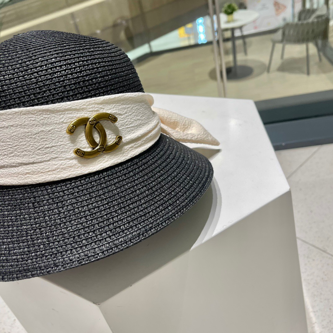 Chanel2023's new straw sunshade straw hat basin