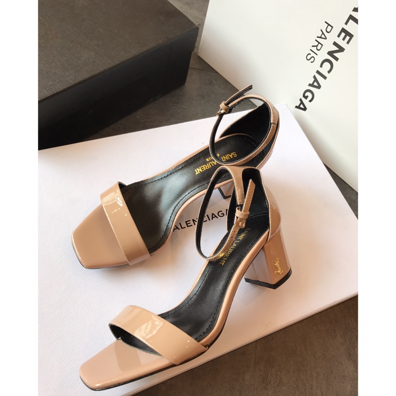 【Saint Laurene Saint Laurent】 YSL summer model thick heeled sandals with 6.5cm high