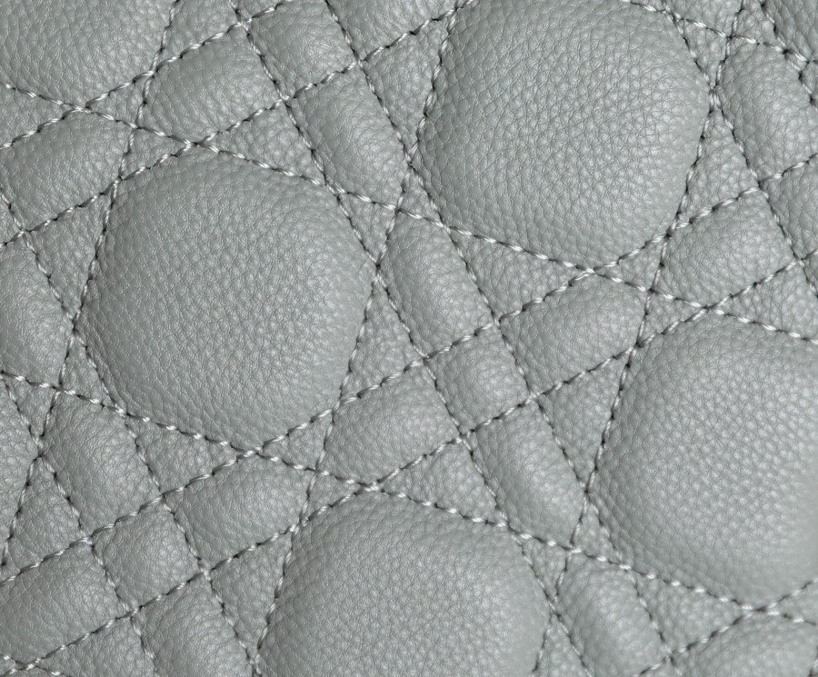 DlOR CARO】Grey soft cow leather rattan check DR- 091