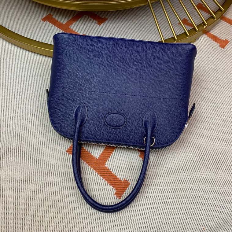 Bolide 27cm Imported original Epsom leather half hand waxed stitching treasure blue silver buckle