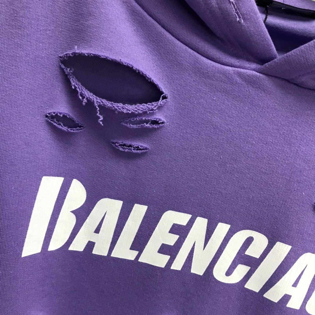 Balenciaga ripped double layer hoodie