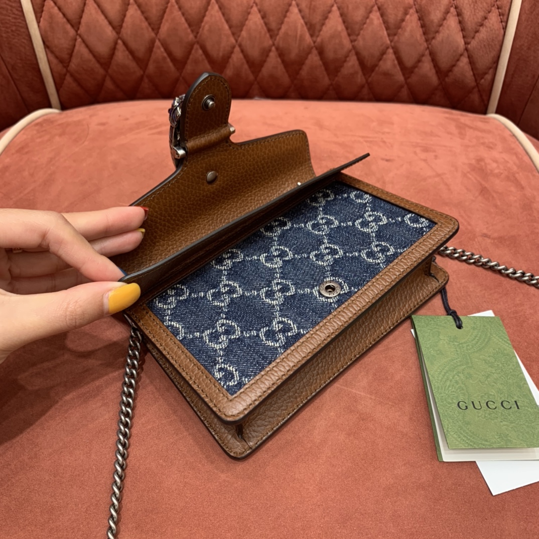 GUCCI 𝙂𝙐𝘾𝘾𝙄 𝘿𝙀𝙉𝙄𝙈 Denim Series Denim Dionysus Mini 16 # 476432