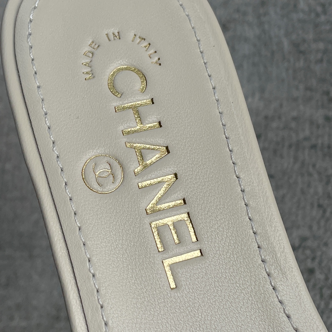 CHANEL Chanel slippers pearl leather strips and small diamond combination imported A grade sheepskin
