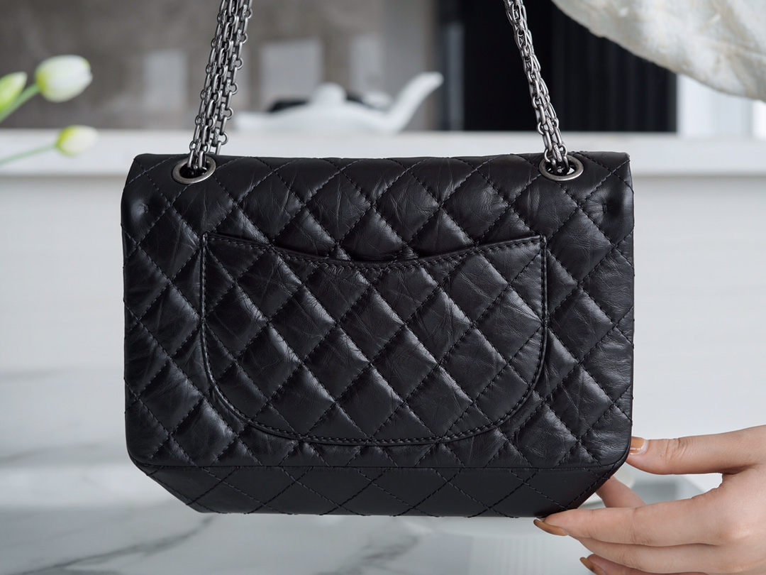 𝗖𝗵𝗮𝗻𝗲𝗹 Replica ❷. ❺❺ Italian [Montebello] Calfskin Small   Black Silver