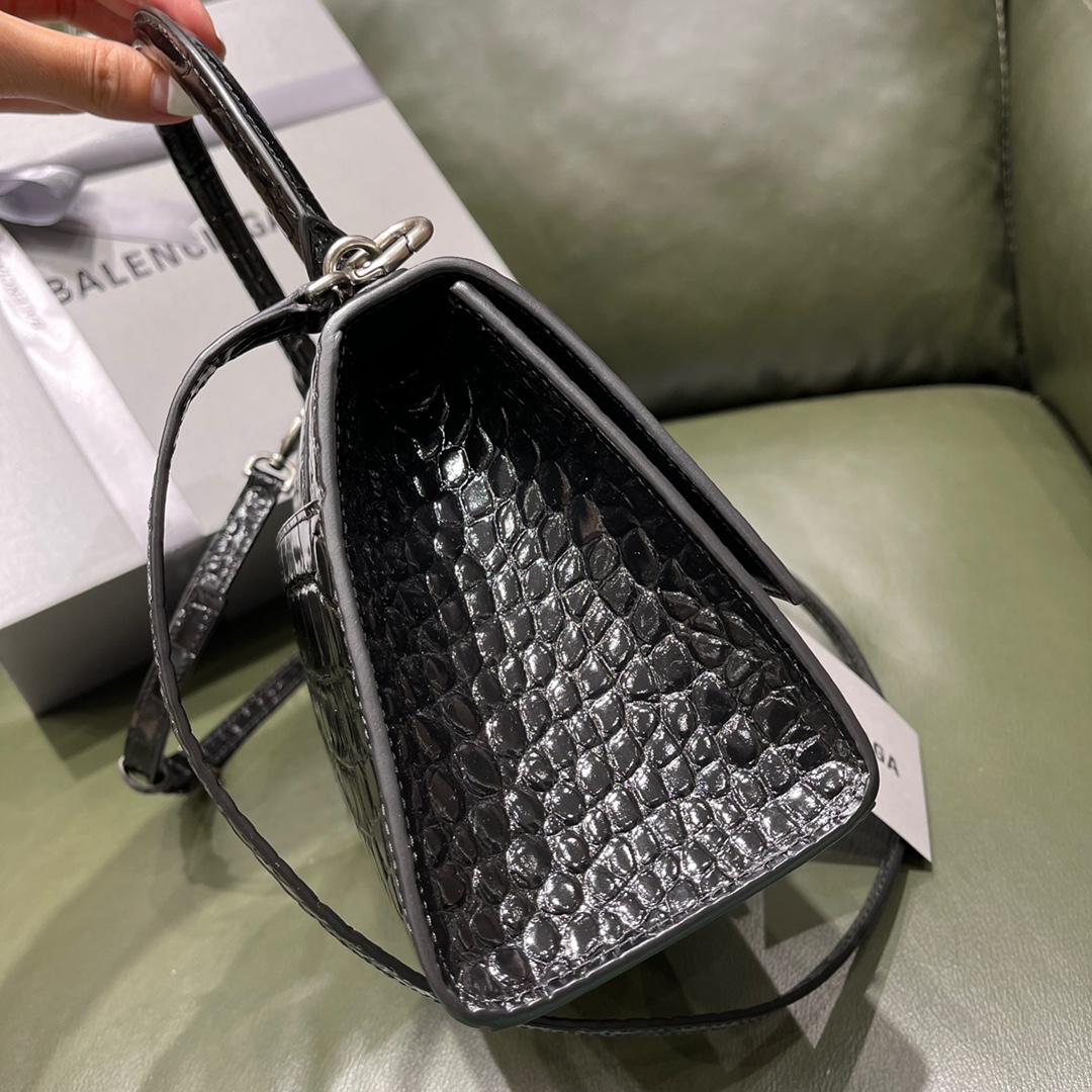 BALENCIAGA 𝐇𝐨𝐮𝐫𝐠𝐥𝐚𝐬𝐬𝐬 𝐒 crocodile-textured cowhide