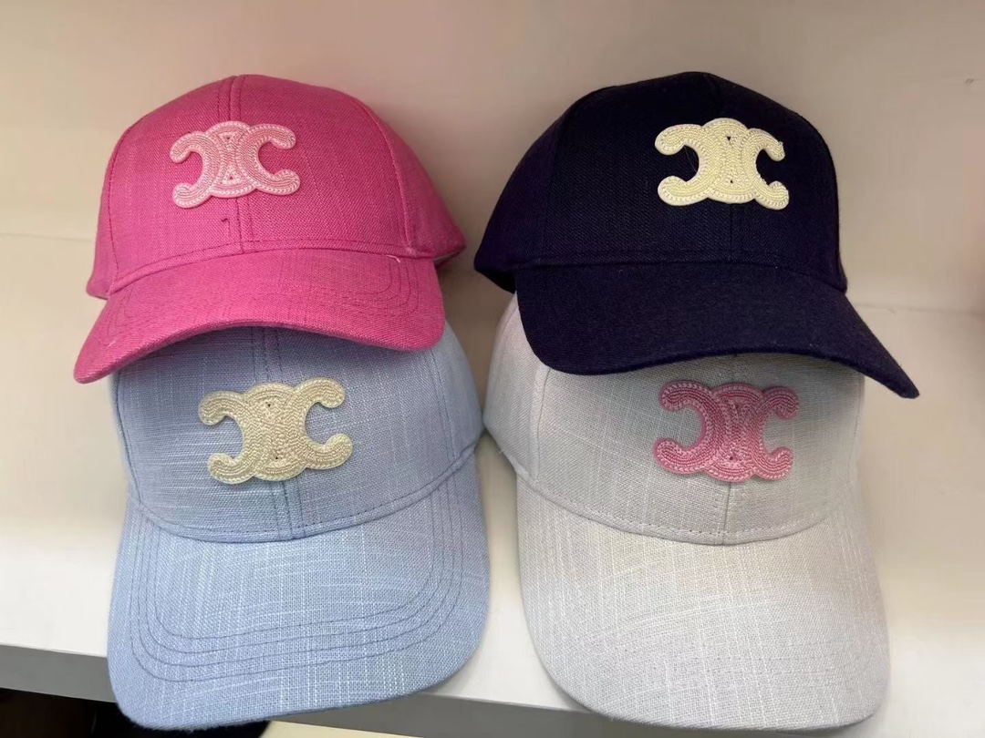 CELINE Cotton Linen Baseball Cap