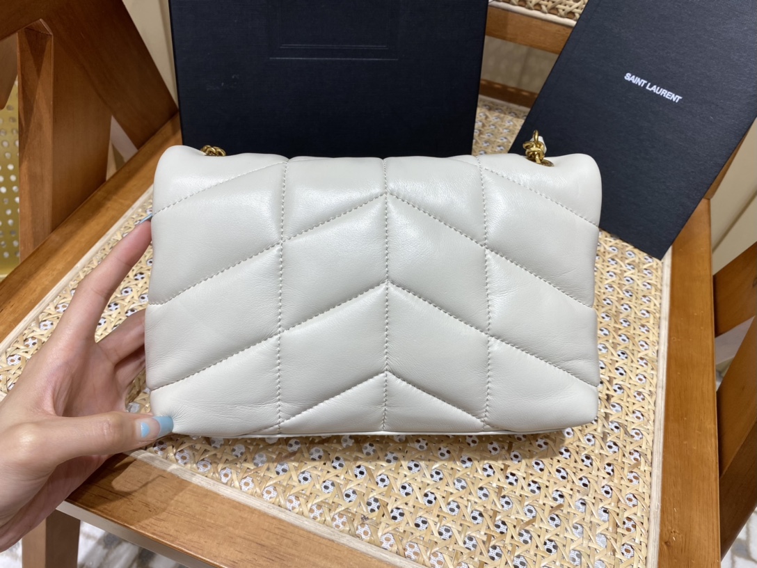 SAINT LAURENT #𝙇𝙤𝙪𝙇𝙤𝙪 𝙥𝙪𝙛𝙛𝙚𝙧LOULOU PUFFER Mini Quilted Lambskin Bag #620333Original Leather
