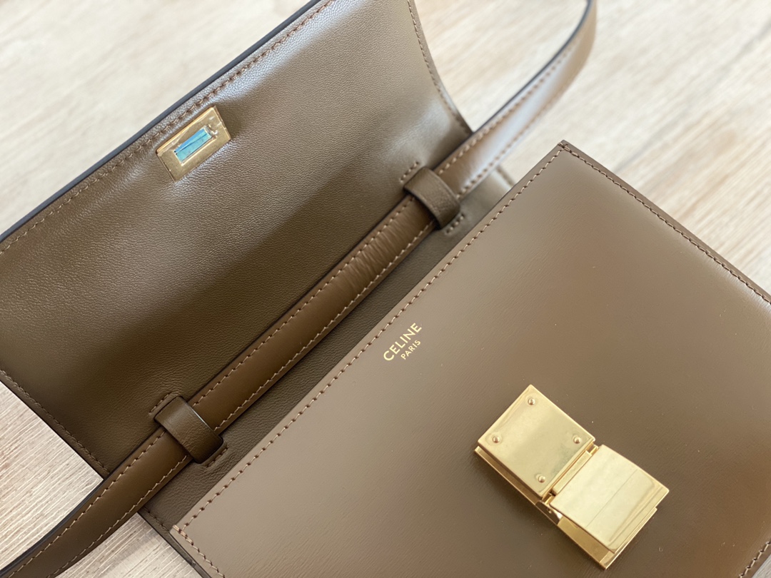 𝐂𝐞𝐥𝐢𝐧𝐞 Box Teen bag in polished calfskin