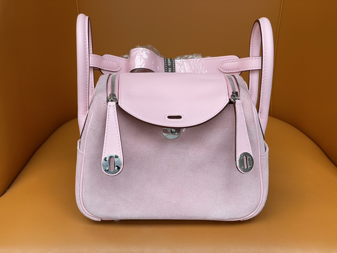 mini lindy3Q powder suede spelling swift leather silver buckle