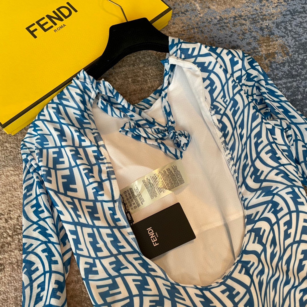 Fendi long-sleeved one-piece sun protection swimming costume