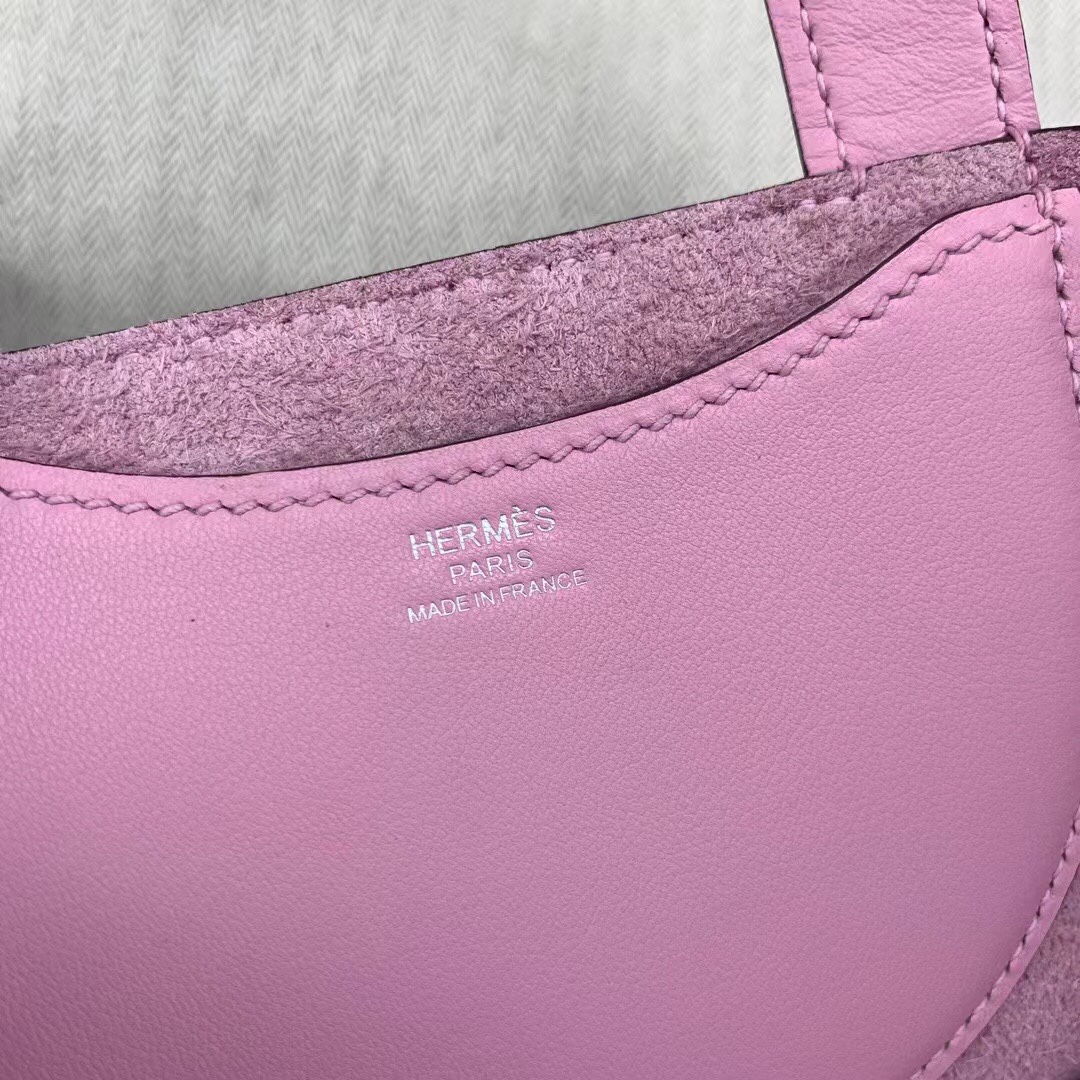 Pig nose vegetable basket 18cm imported Clemence leather mallow purple silver buckle