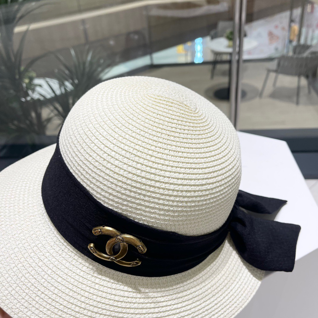 Chanel2023's new straw sunshade straw hat basin