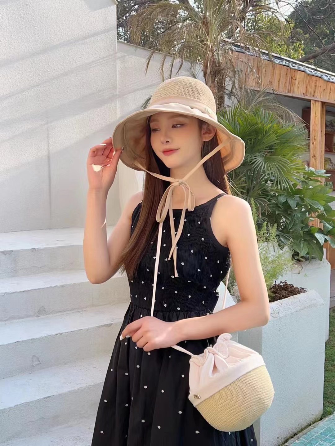 Celine summer new splicing large eaves sunshade fisherman hat outdoor sunscreen ice silk basin hat women