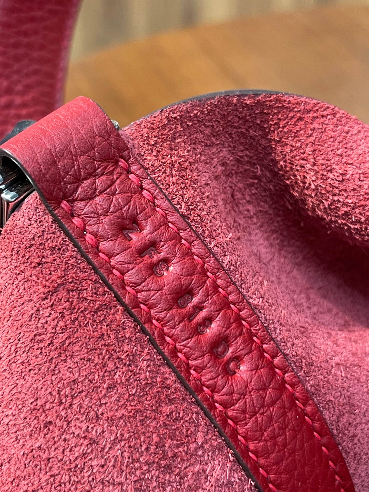 picotin18 national flag red TC leather silver buckle