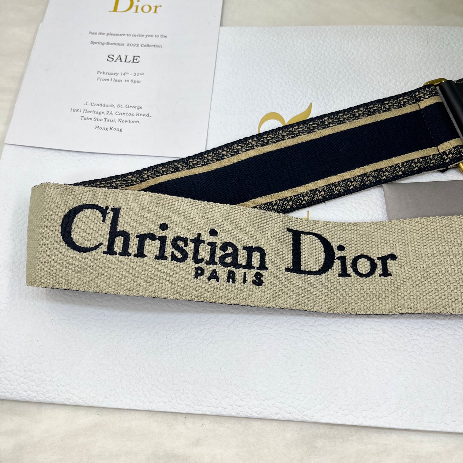 Dior letter blue shoulder strap