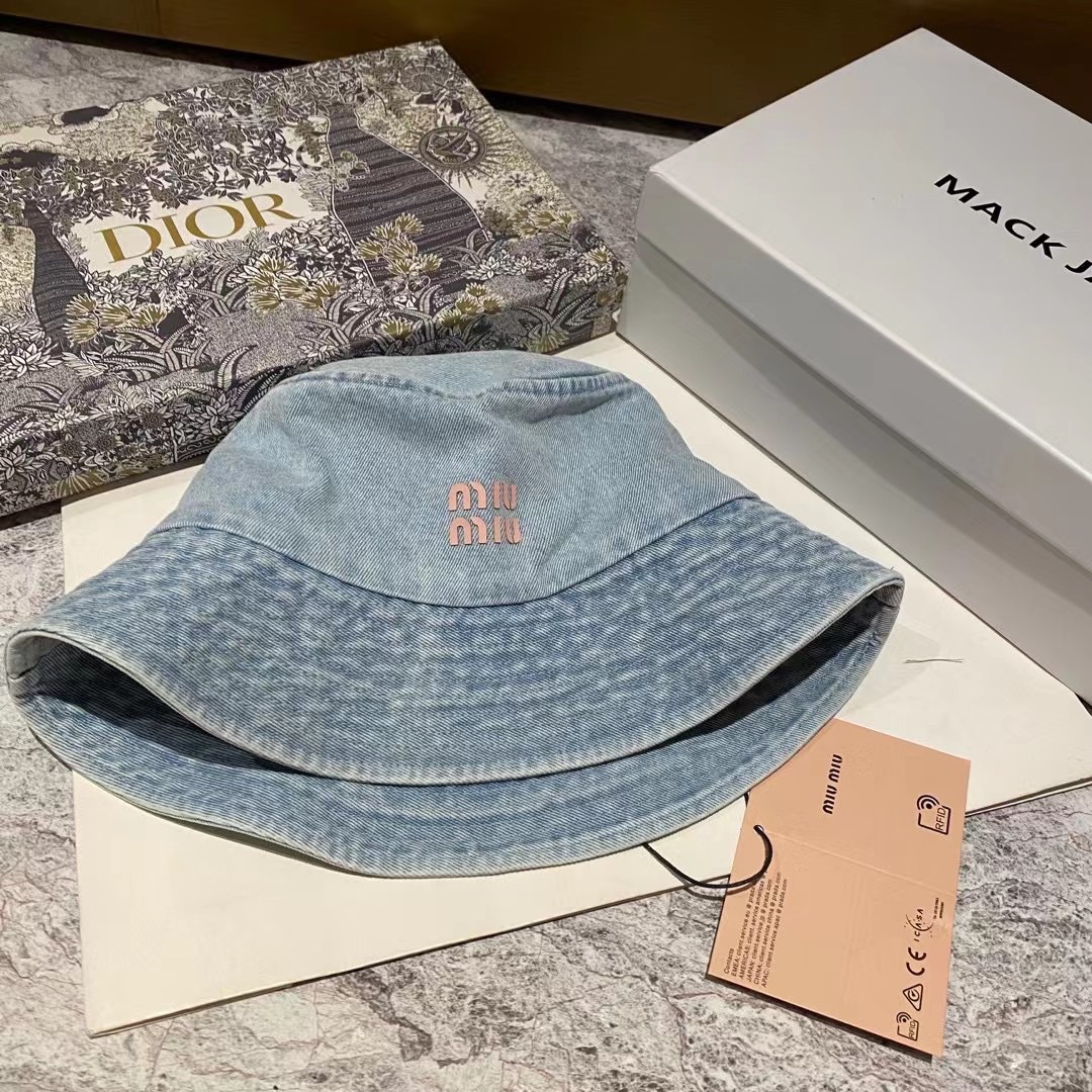 MIU MIU New Washed Denim Bucket Hat