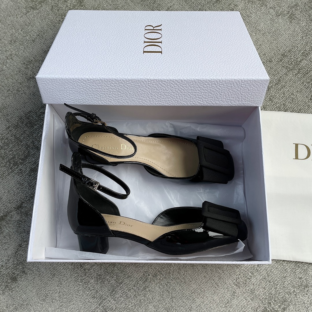 DIOR ballet heels with black fabric buckle 3.5cm