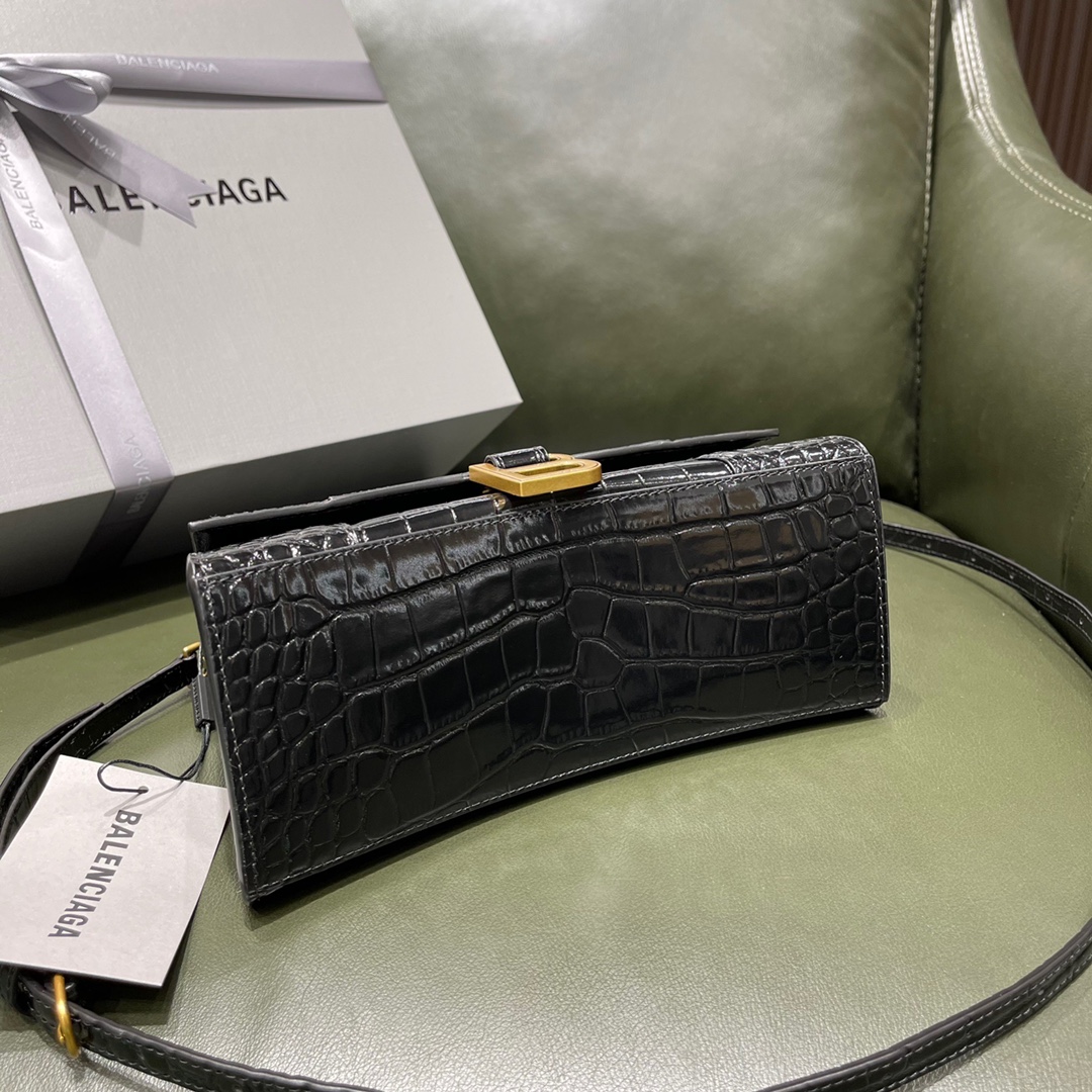BALENCIAGA 𝐇𝐨𝐮𝐫𝐠𝐥𝐚𝐬𝐬𝐬 𝐒 crocodile-textured cowhide