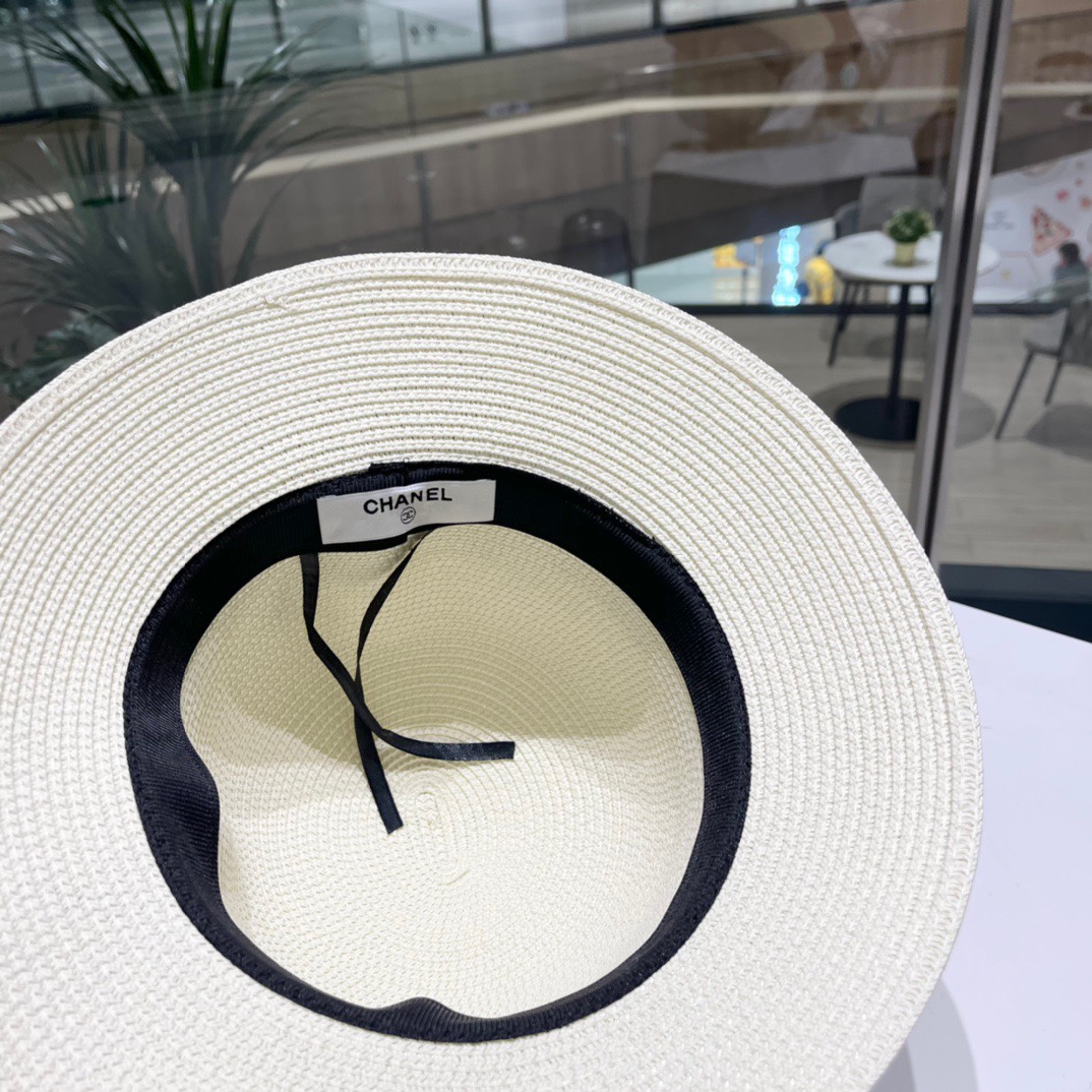 Chanel2023's new straw sunshade straw hat basin