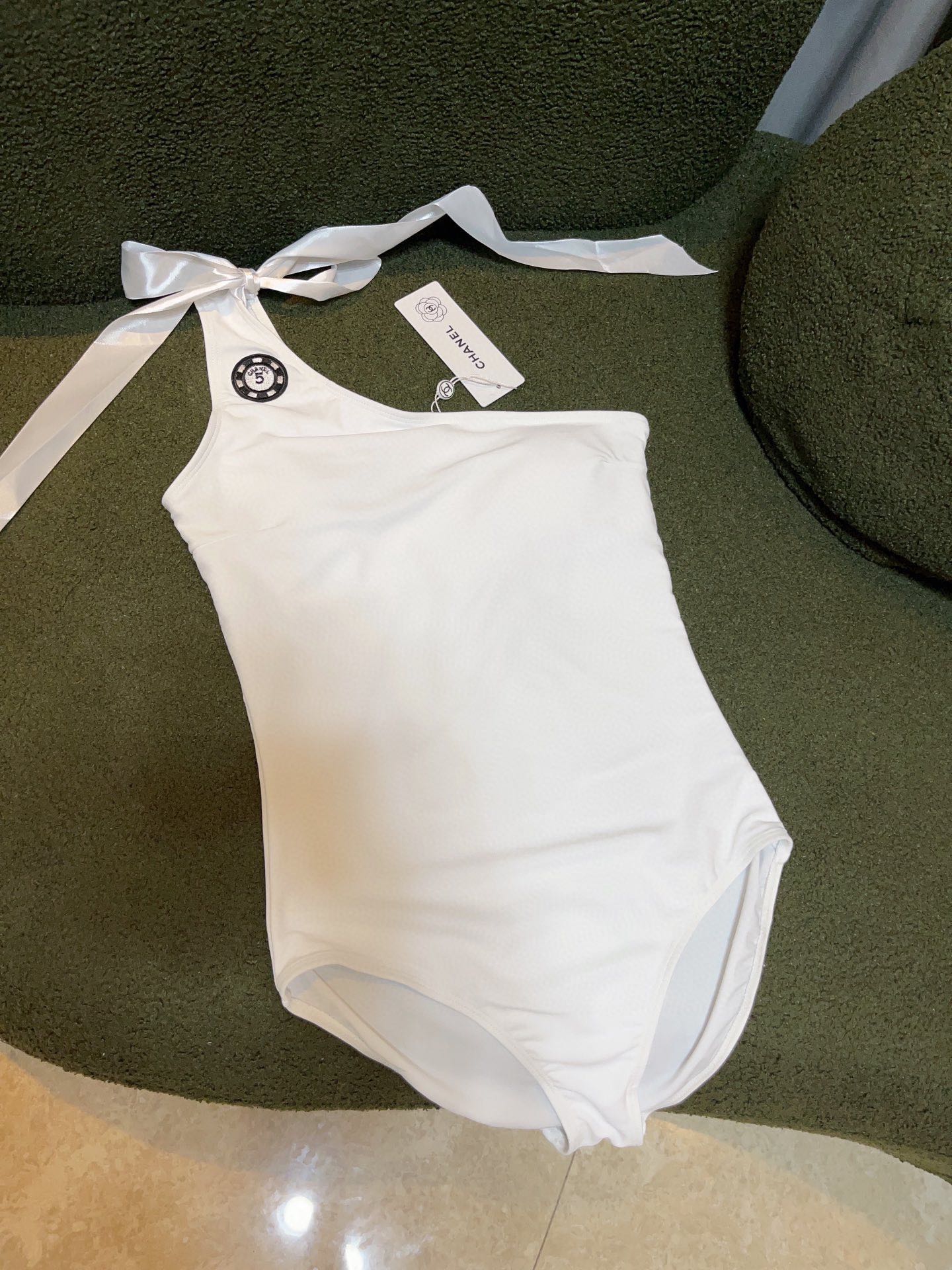 Chanel New one-piece swimming costume with one shoulder